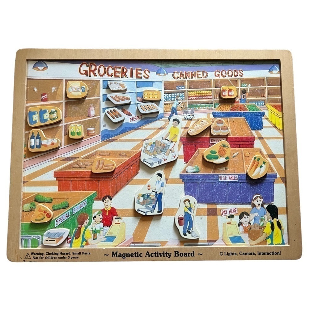 MELISSA & DOUG Magnetic Activity Board Grocery Store Wood Quiet Play *Incomplete